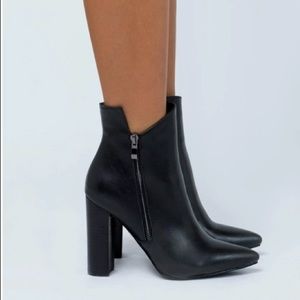 Princess Polly Billini Black Leather Heeled Boots